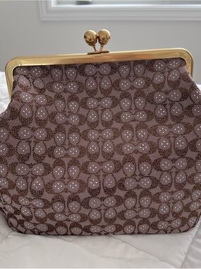 Coach Large Kisslock Frame Bag in Crystal Signature Jacquard